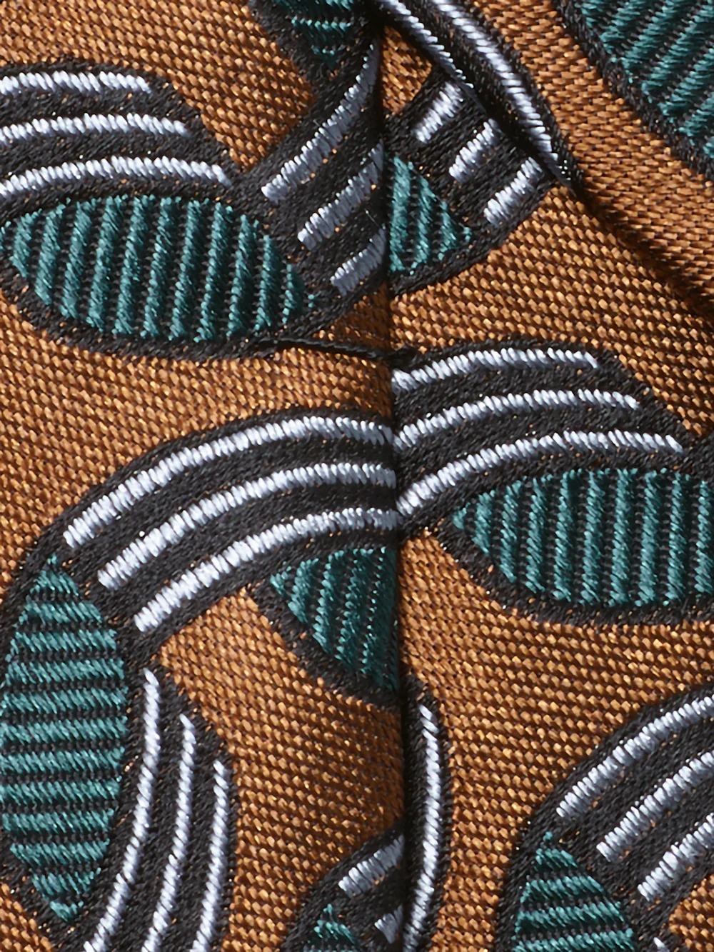 Abstract Woven Silk Tie - Brown/green - Image 4