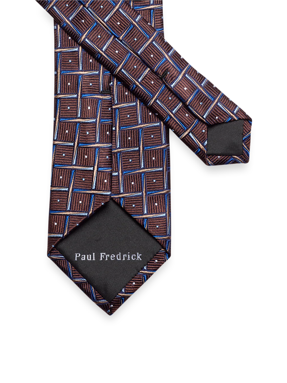 Basketweave Woven Silk Tie - Brown - Image 3