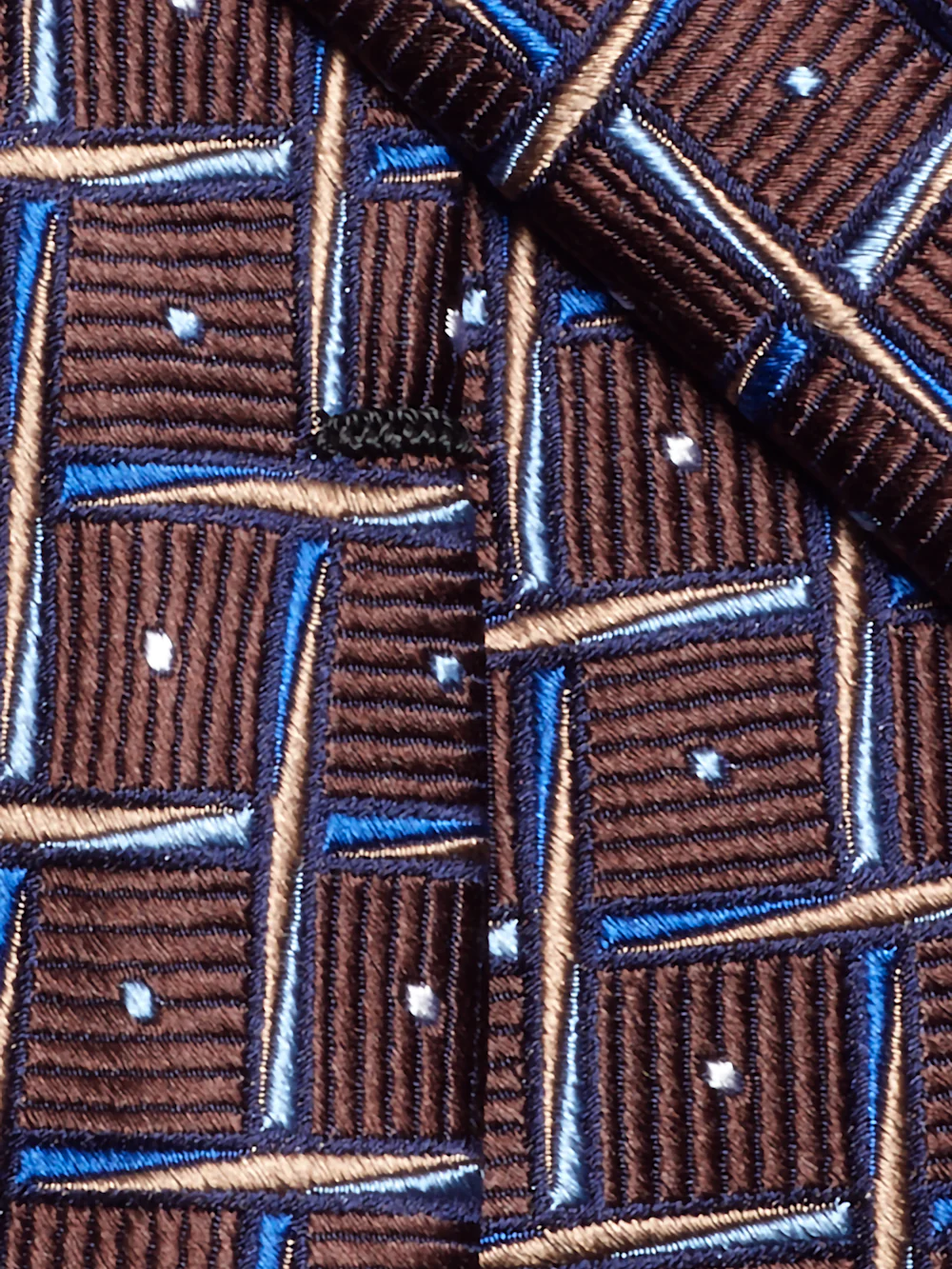 Basketweave Woven Silk Tie - Brown - Image 4