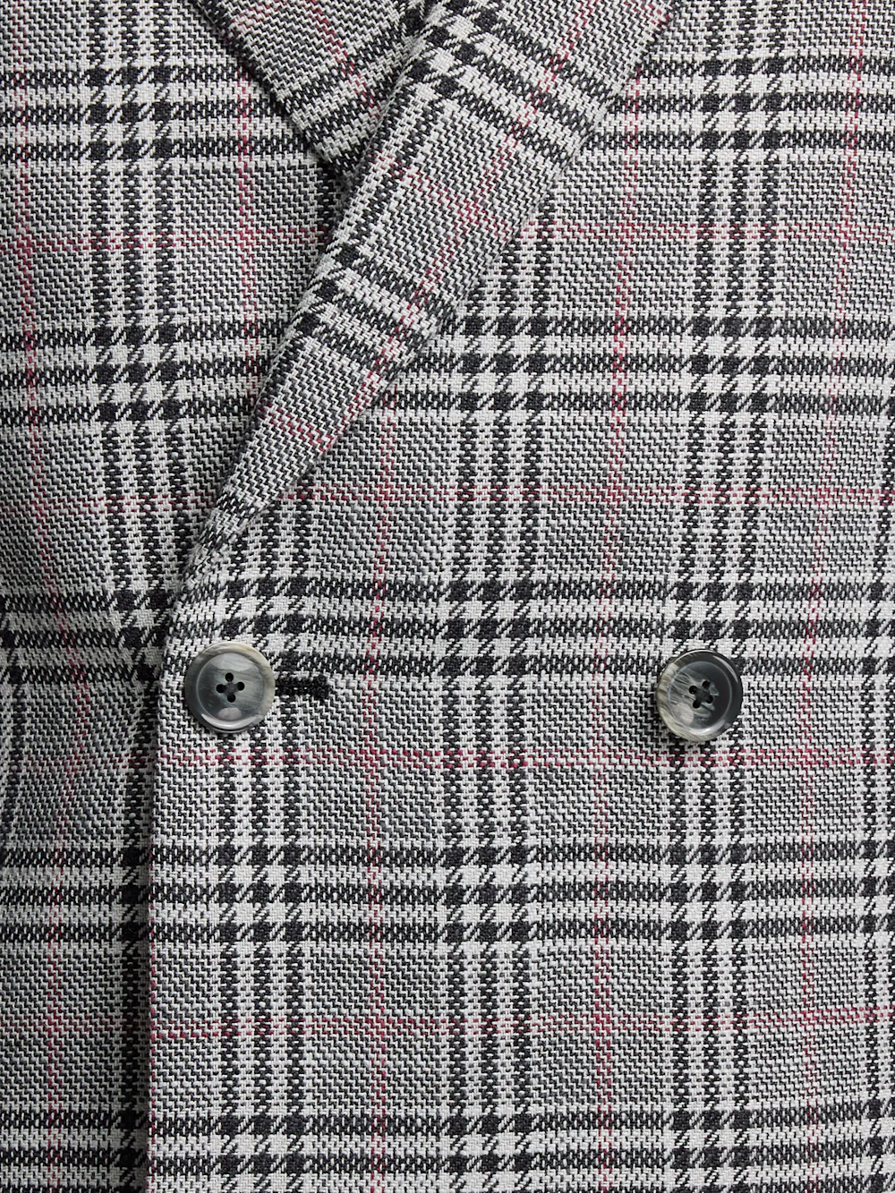 Black White Cotton Blend Plaid Double Breasted Peak Lapel Sport Coat - Black/white - Image 5