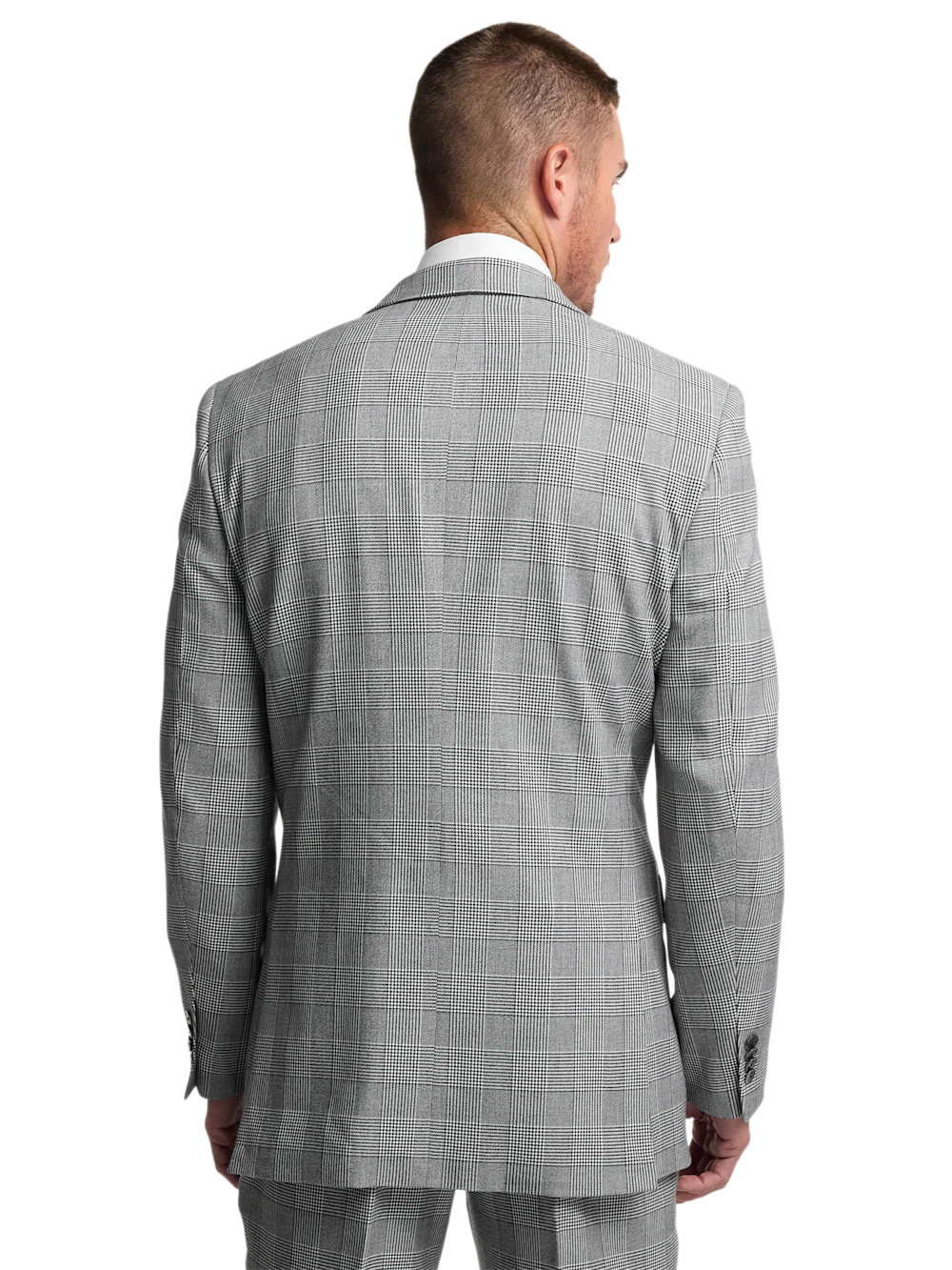 Black/White Plaid Houndstooth Double Breasted Peak Lapel Suit - Black/white - Image 7