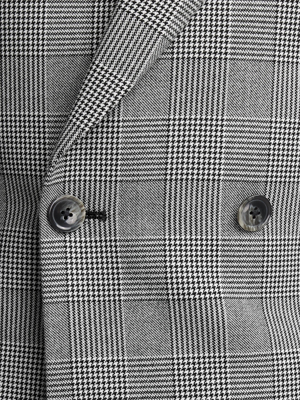 Black/White Plaid Houndstooth Double Breasted Peak Lapel Suit Jacket - Black/white - Image 5