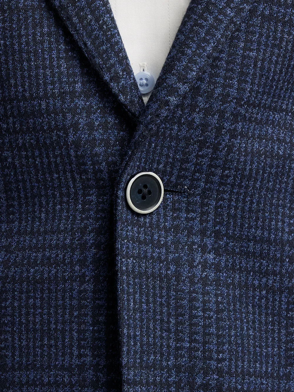 Blue Knit Plaid Single Breasted Notch Lapel Sport Coat - Blue - Image 6