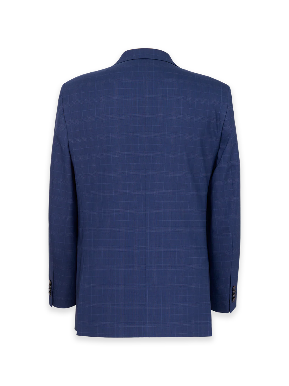 Blue Plaid Wool Blend Single Breasted Peak Lapel Suit Jacket - Blue - Image 2
