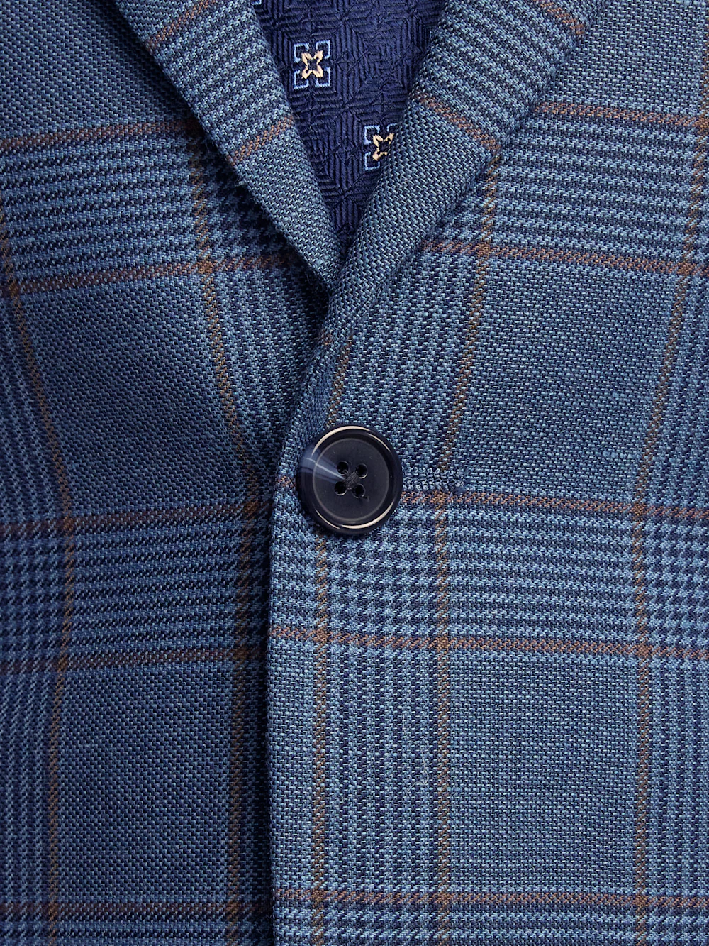 Blue/Tan Wool Blend Plaid Single Breasted Notch Lapel Suit - Blue/tan - Image 5
