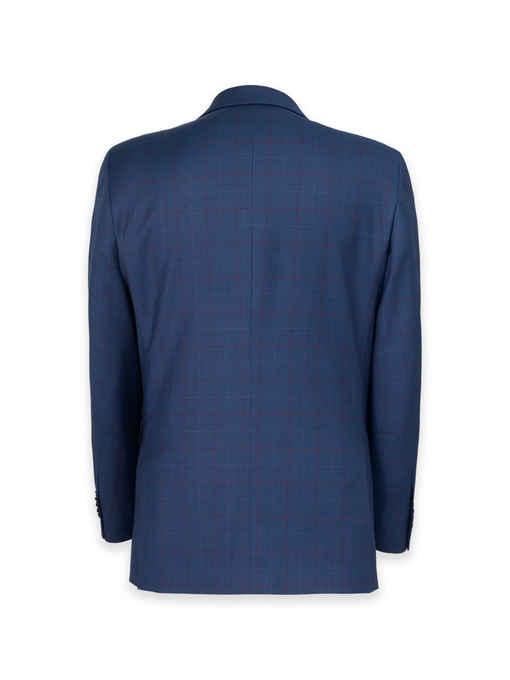 Blue Wool Blend Windowpane Single Breasted Notch Lapel Suit Jacket - Blue - Image 2