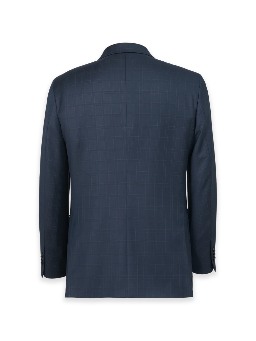 Blue Wool Windowpane Single Breasted Notch Lapel Suit Jacket - Blue - Image 2