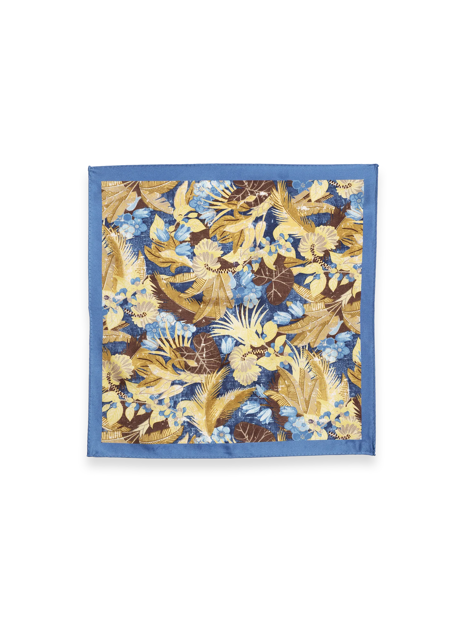 Botanical Silk Pocket Square - Yellow/blue - Image 2
