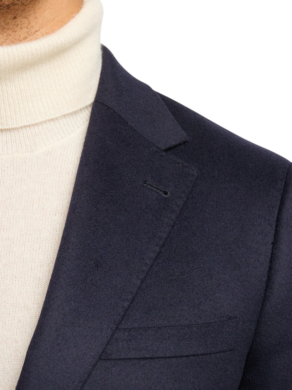 Cashmere Single Breasted Notch Lapel Sport Coat - Navy - Image 7