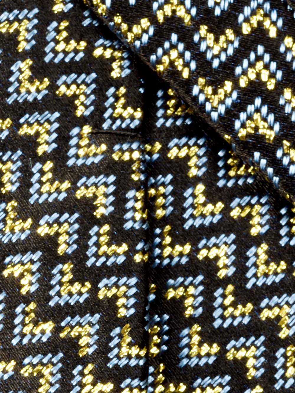 Chevron Lurex Woven Silk Tie - Blue - Image 4