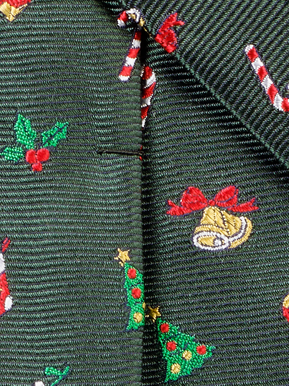 Christmas Motif Woven Silk Tie - Green Multi - Image 4