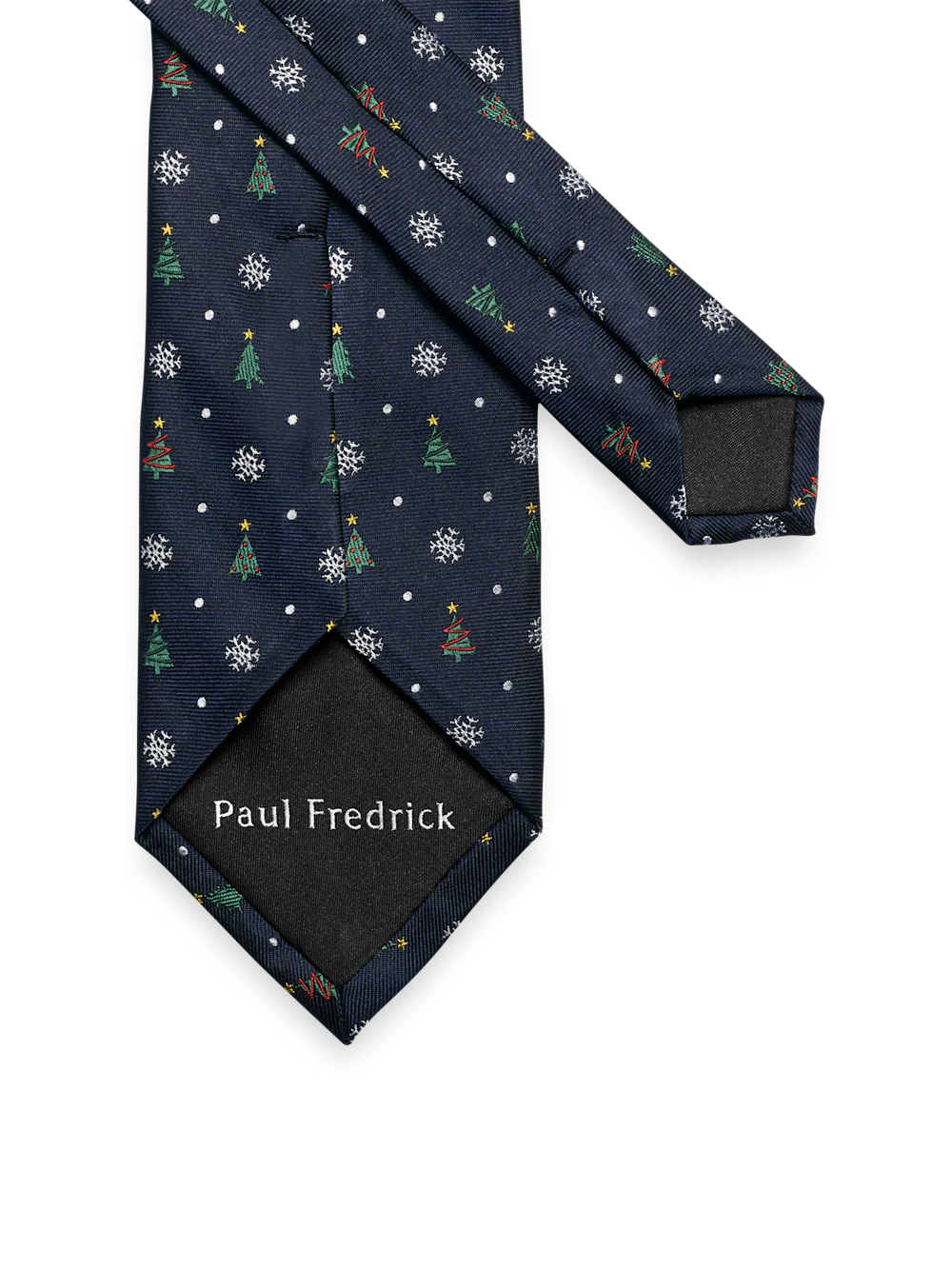 Christmas Motif Woven Silk Tie - Navy Multi - Image 3