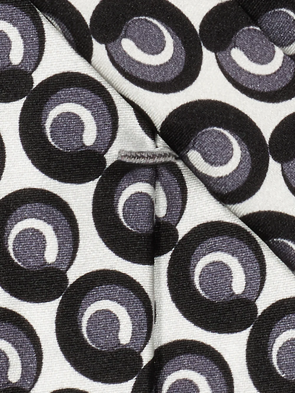 Circles Italian Printed Silk Tie - Black/white - Image 3