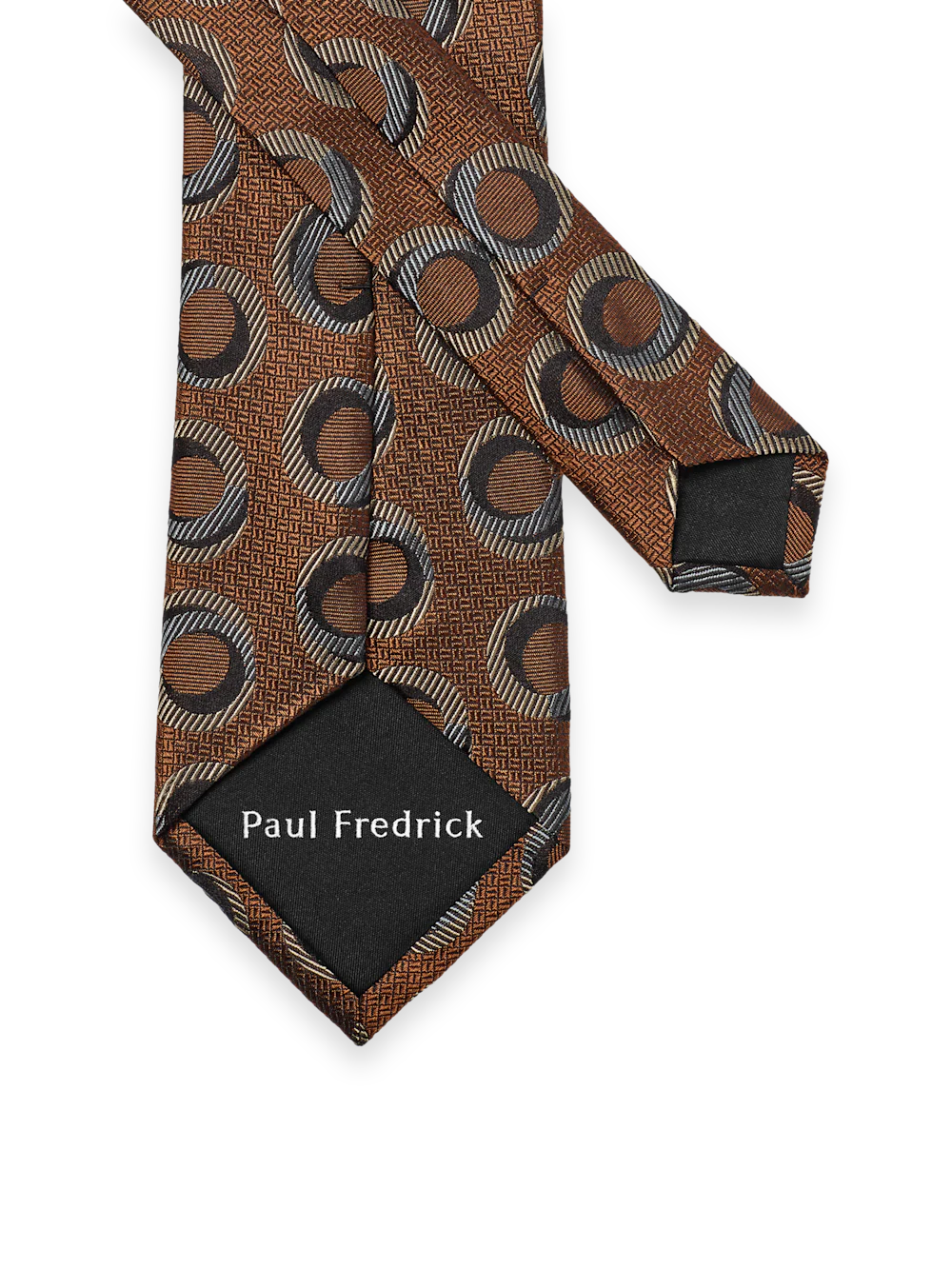 Circles Woven Silk Tie - Brown - Image 3