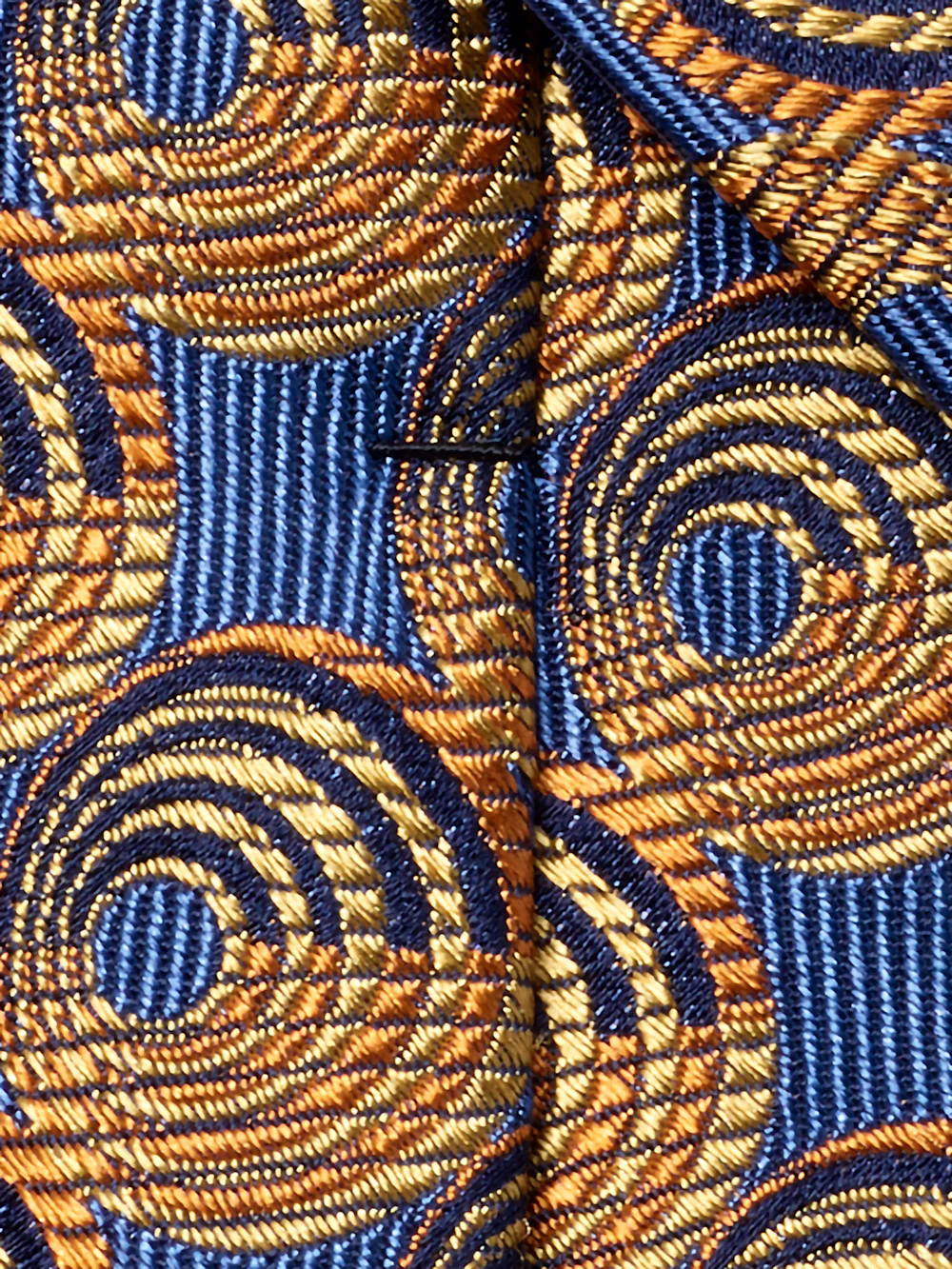 Circles Woven Silk Tie - Blue/gold - Image 4