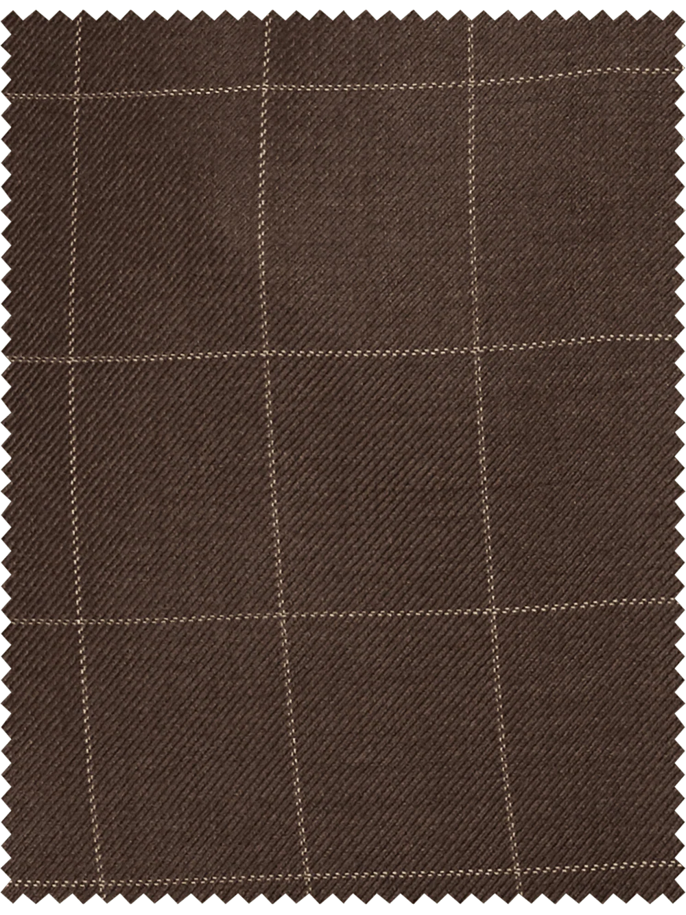 Classic Fit Essential Wool Pleated Suit Pants - Brown Windowpane - Image 3