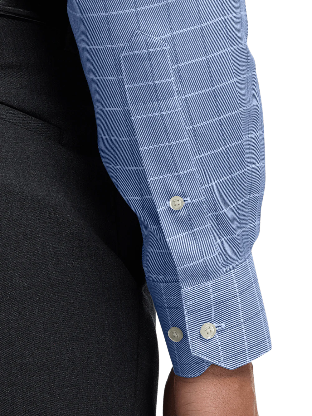 Comfort Stretch Non-Iron Check Dress Shirt - Cobalt - Image 4