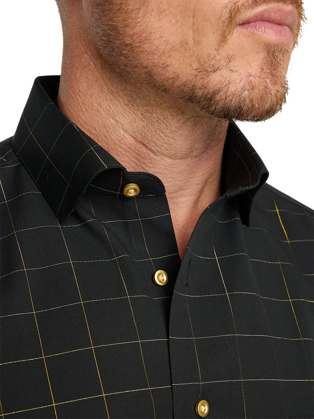 Comfort Stretch Non-Iron Check Dress Shirt - Black - Image 3