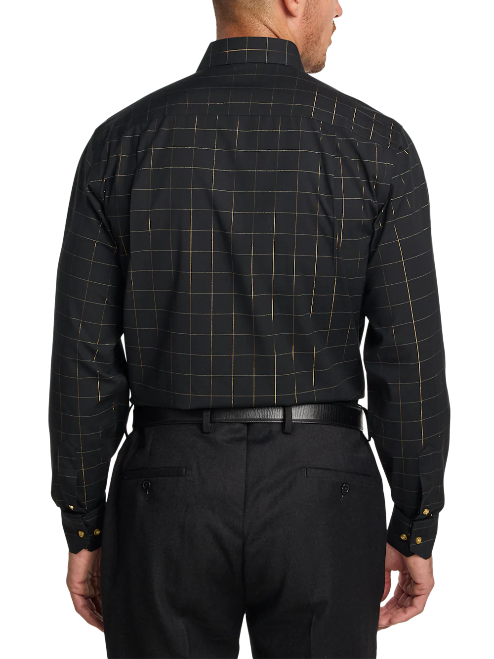 Comfort Stretch Non-Iron Check Dress Shirt - Black - Image 5