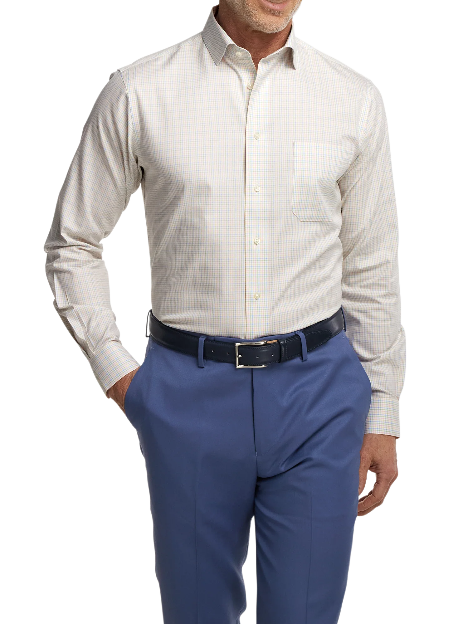 Comfort Stretch Non-Iron Check Dress Shirt - Multi - Image 2