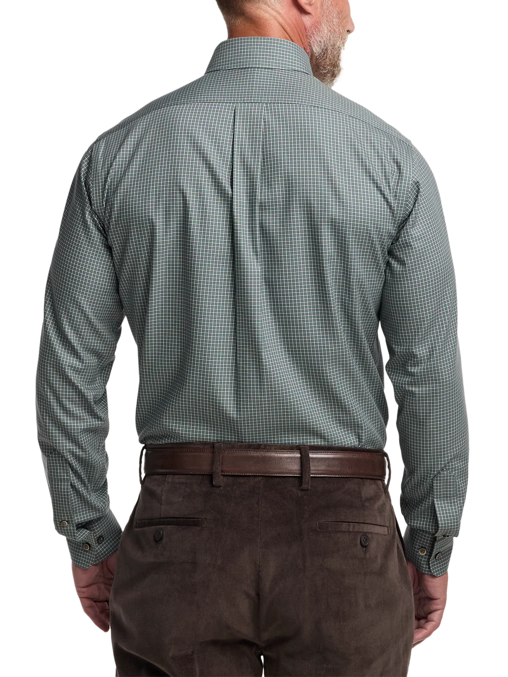 Comfort Stretch Non-Iron Check Dress Shirt With Contrast Trim - Pine Green - Image 5