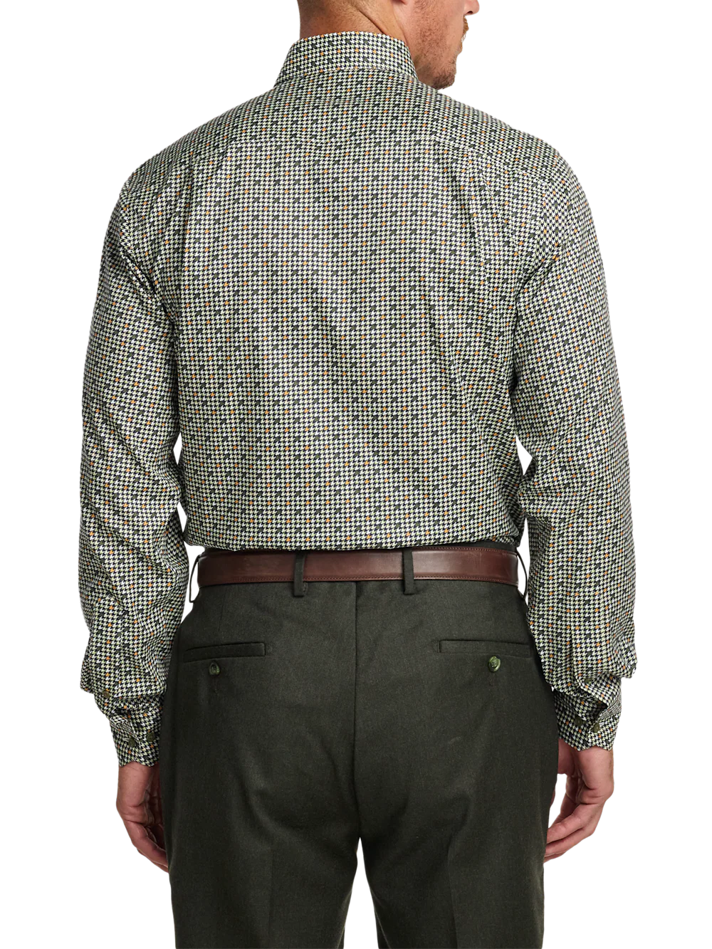 Comfort Stretch Non-Iron Check Dress Shirt With Contrast Trim - Olive Multi - Image 5
