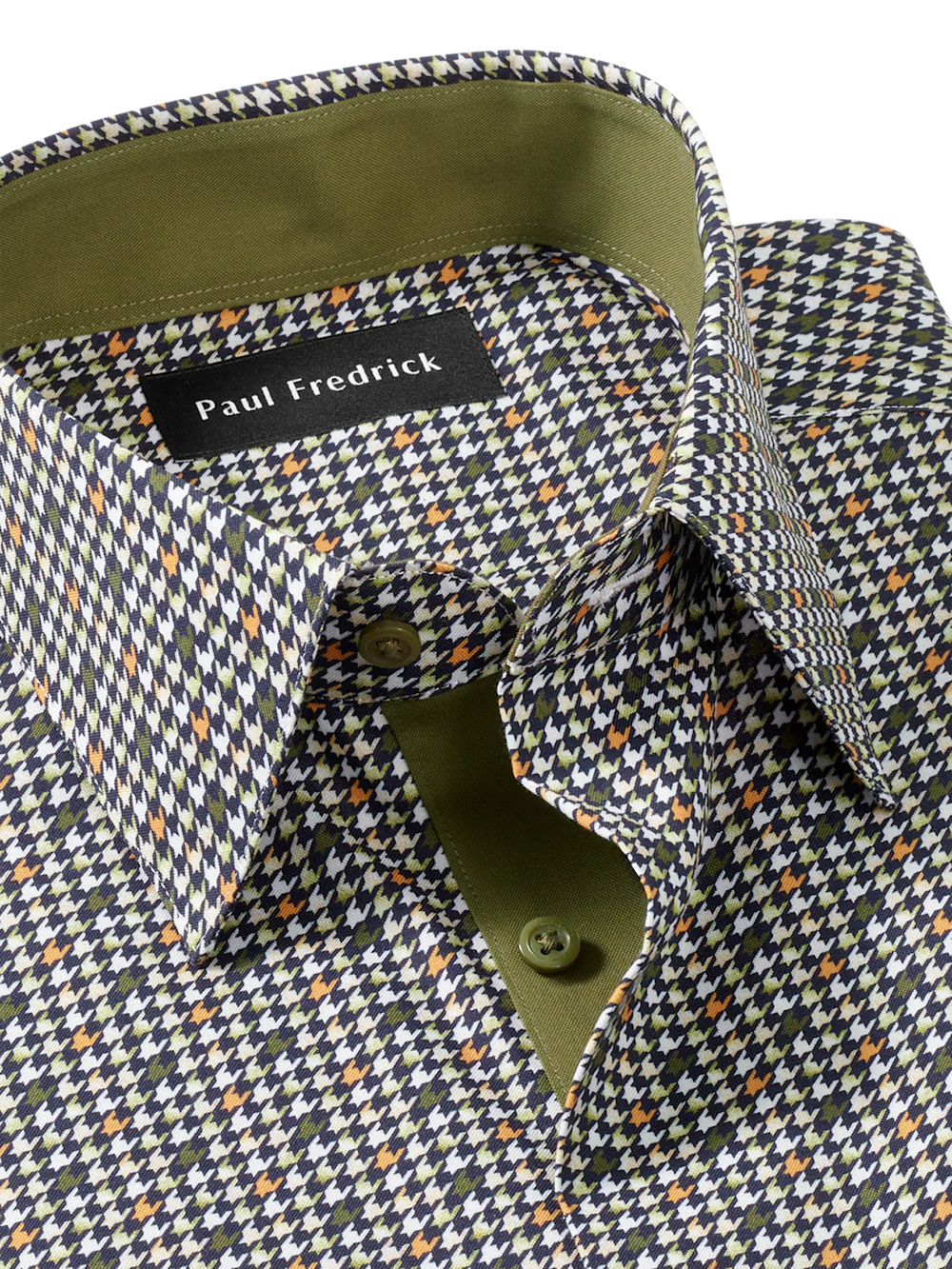 Comfort Stretch Non-Iron Check Dress Shirt With Contrast Trim - Olive Multi - Image 7