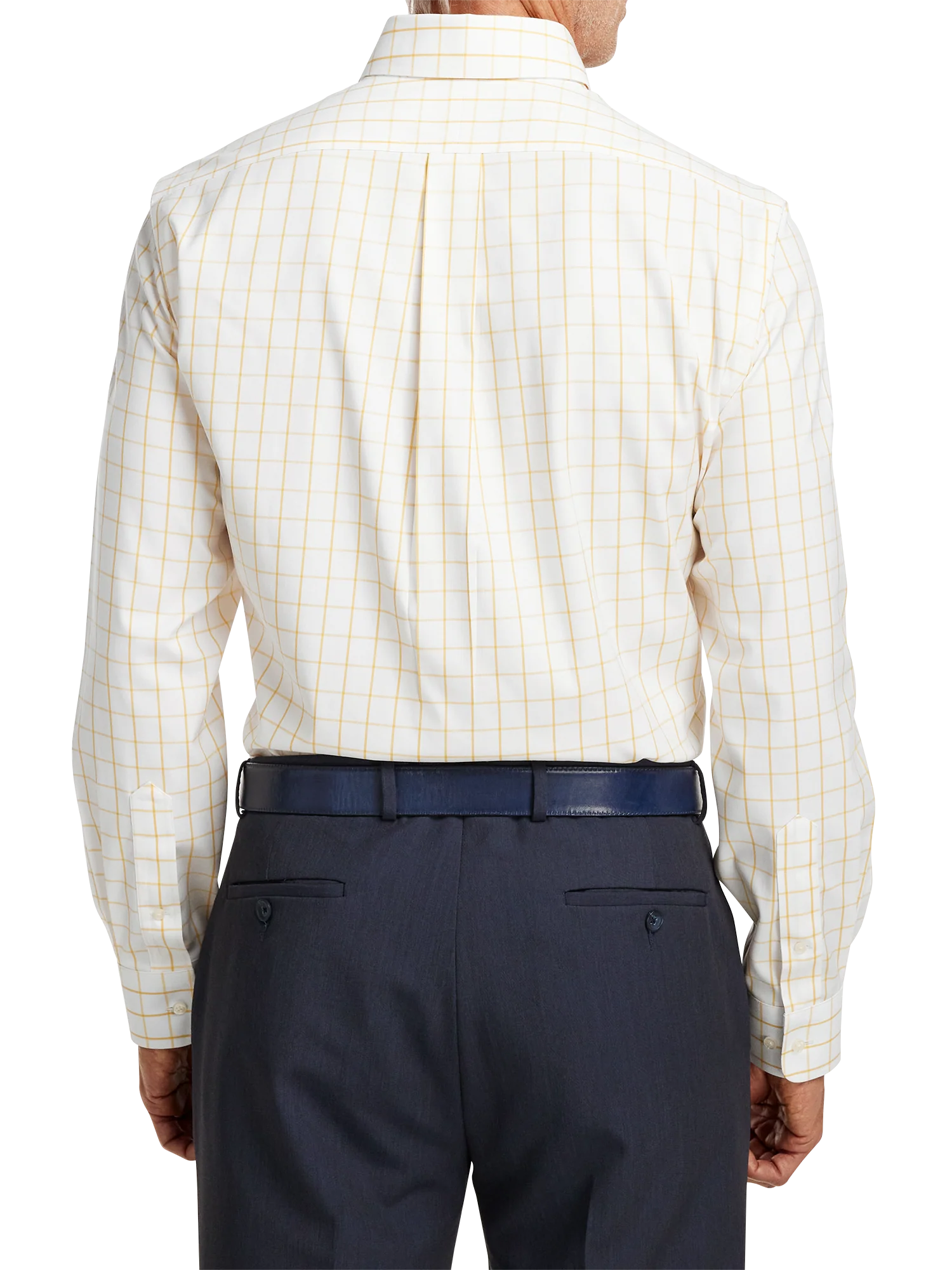 Comfort Stretch Non-Iron Check Dress Shirt With Contrast Trim - Yellow - Image 5