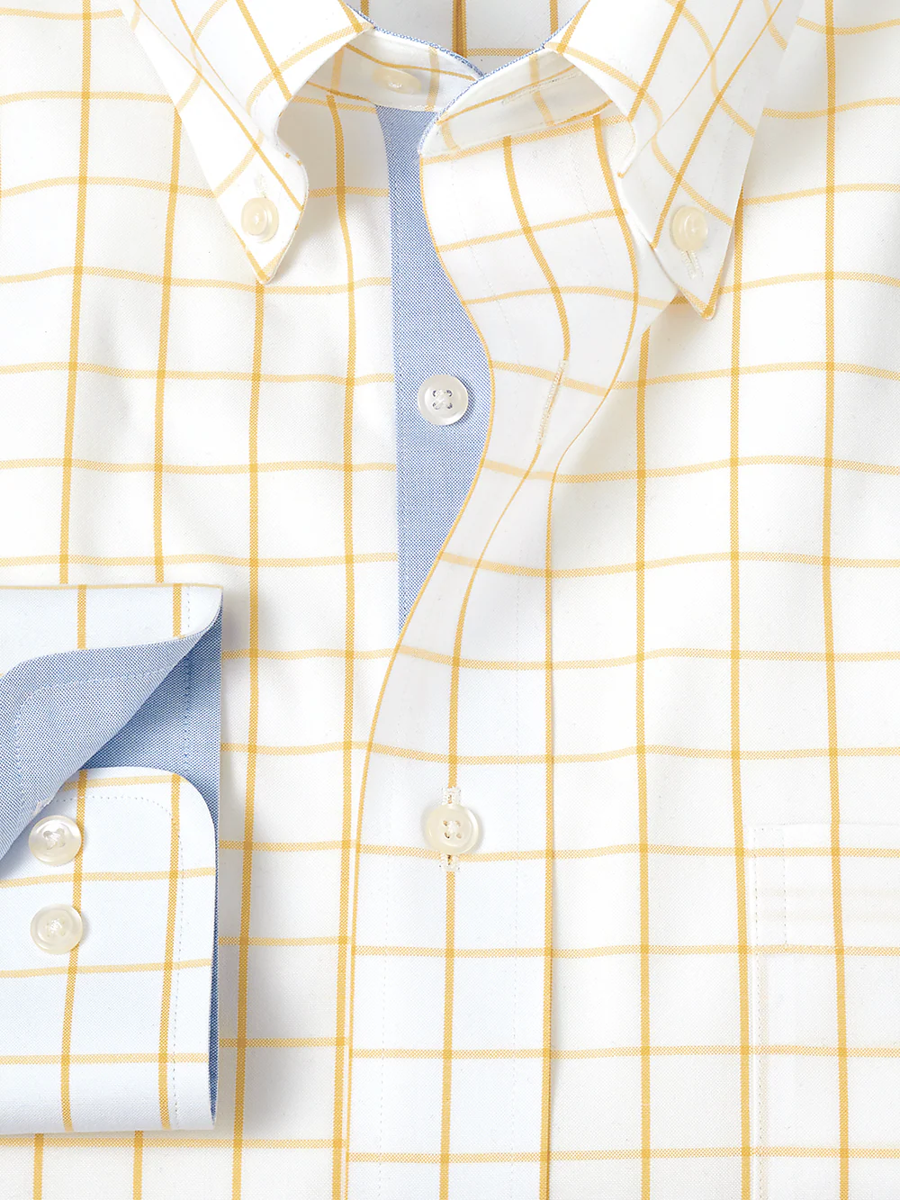 Comfort Stretch Non-Iron Check Dress Shirt With Contrast Trim - Yellow - Image 6