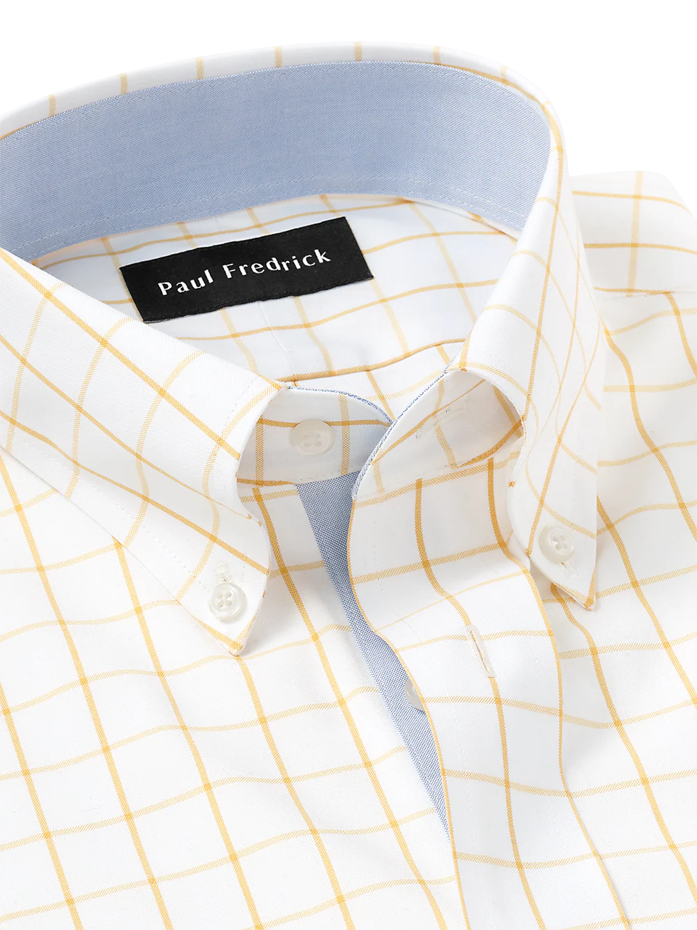 Comfort Stretch Non-Iron Check Dress Shirt With Contrast Trim - Yellow - Image 7