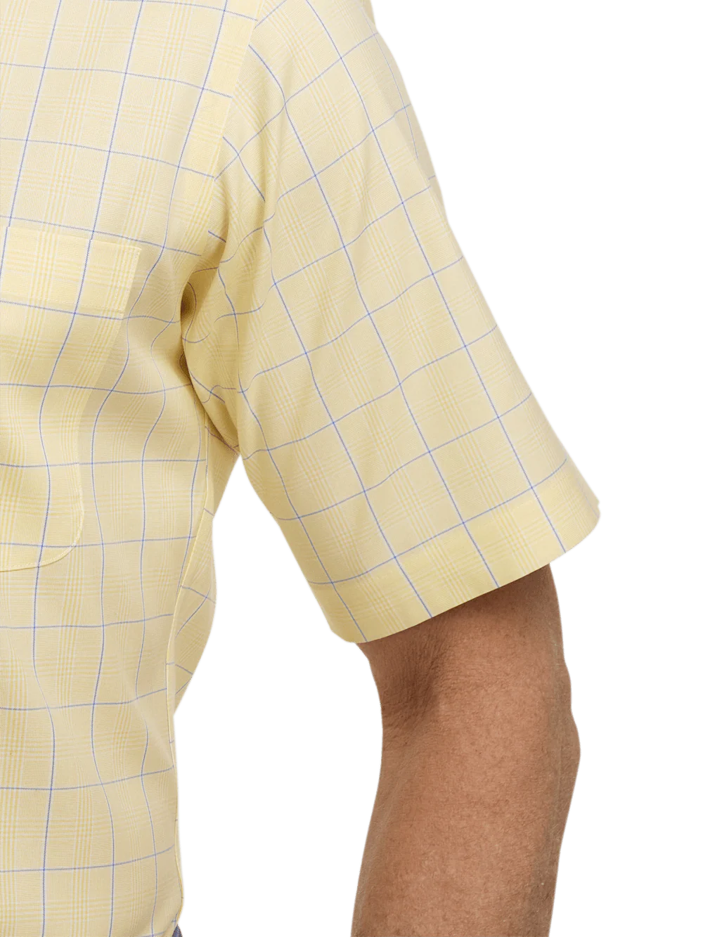 Comfort Stretch Non-Iron Check Dress Shirt With Contrast Trim - Yellow - Image 4