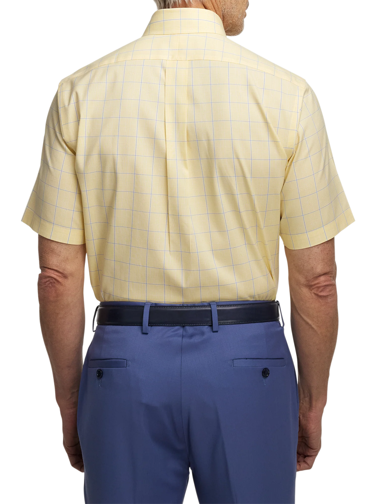 Comfort Stretch Non-Iron Check Dress Shirt With Contrast Trim - Yellow - Image 5