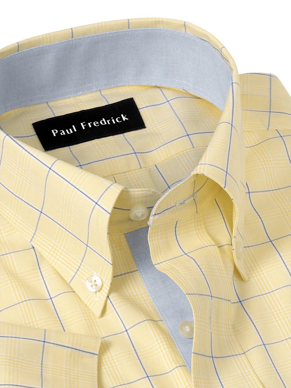 Comfort Stretch Non-Iron Check Dress Shirt With Contrast Trim - Yellow - Image 7