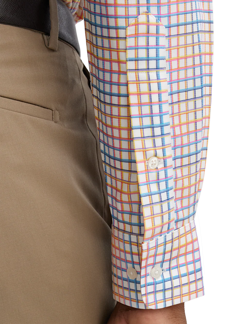 Comfort Stretch Non-Iron Check Dress Shirt With Contrast Trim - Multi - Image 4