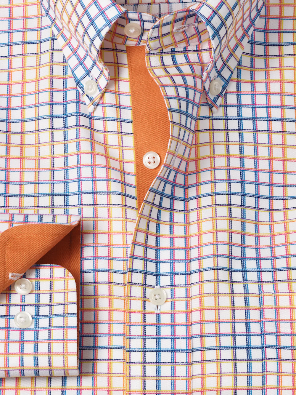 Comfort Stretch Non-Iron Check Dress Shirt With Contrast Trim - Multi - Image 6