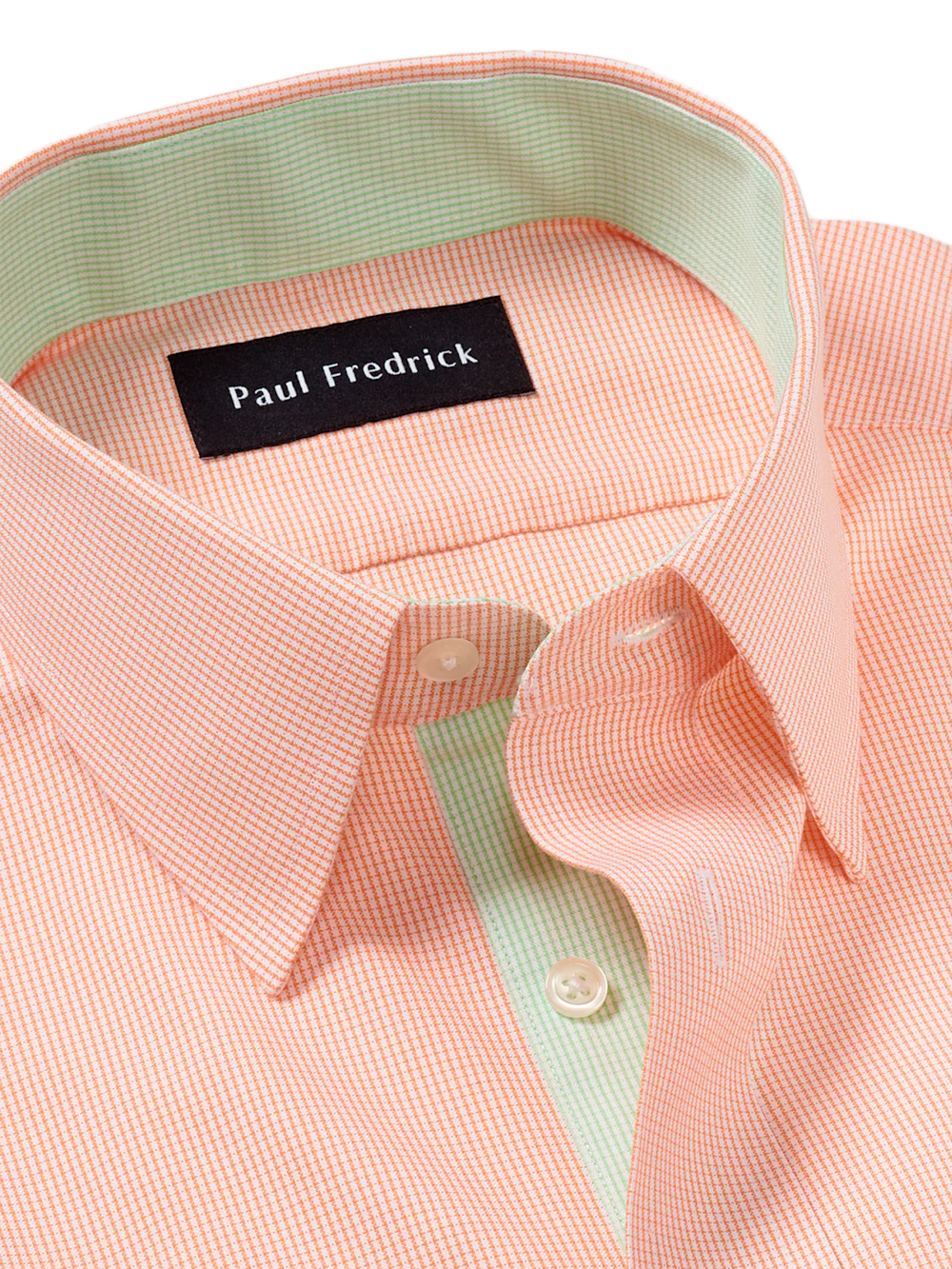 Comfort Stretch Non-Iron Check Dress Shirt With Contrast Trim - Melon - Image 7
