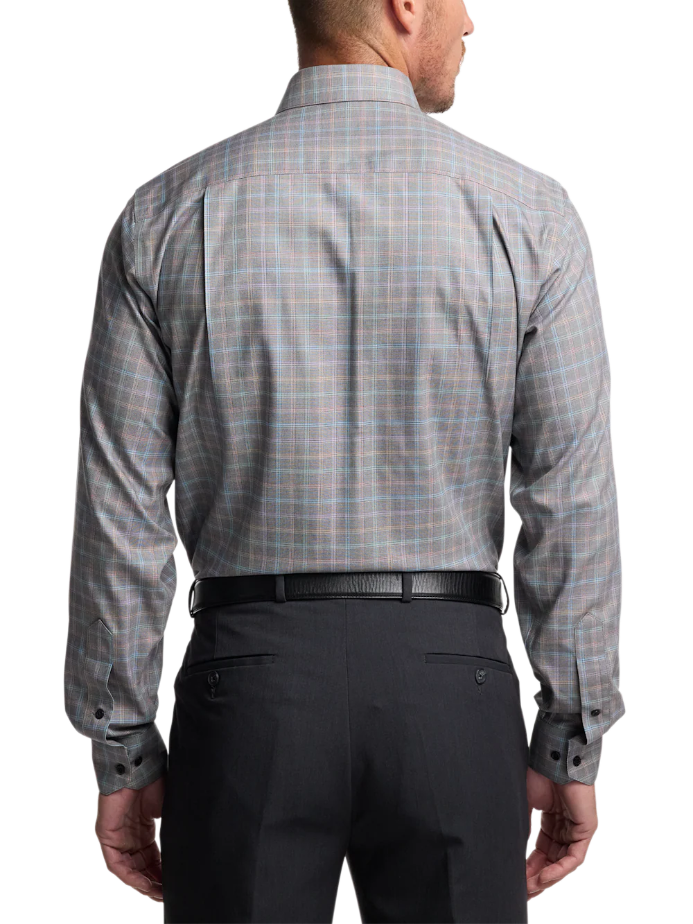 Comfort Stretch Non-Iron Check Dress Shirt With Contrast Trim - Black Multi - Image 5