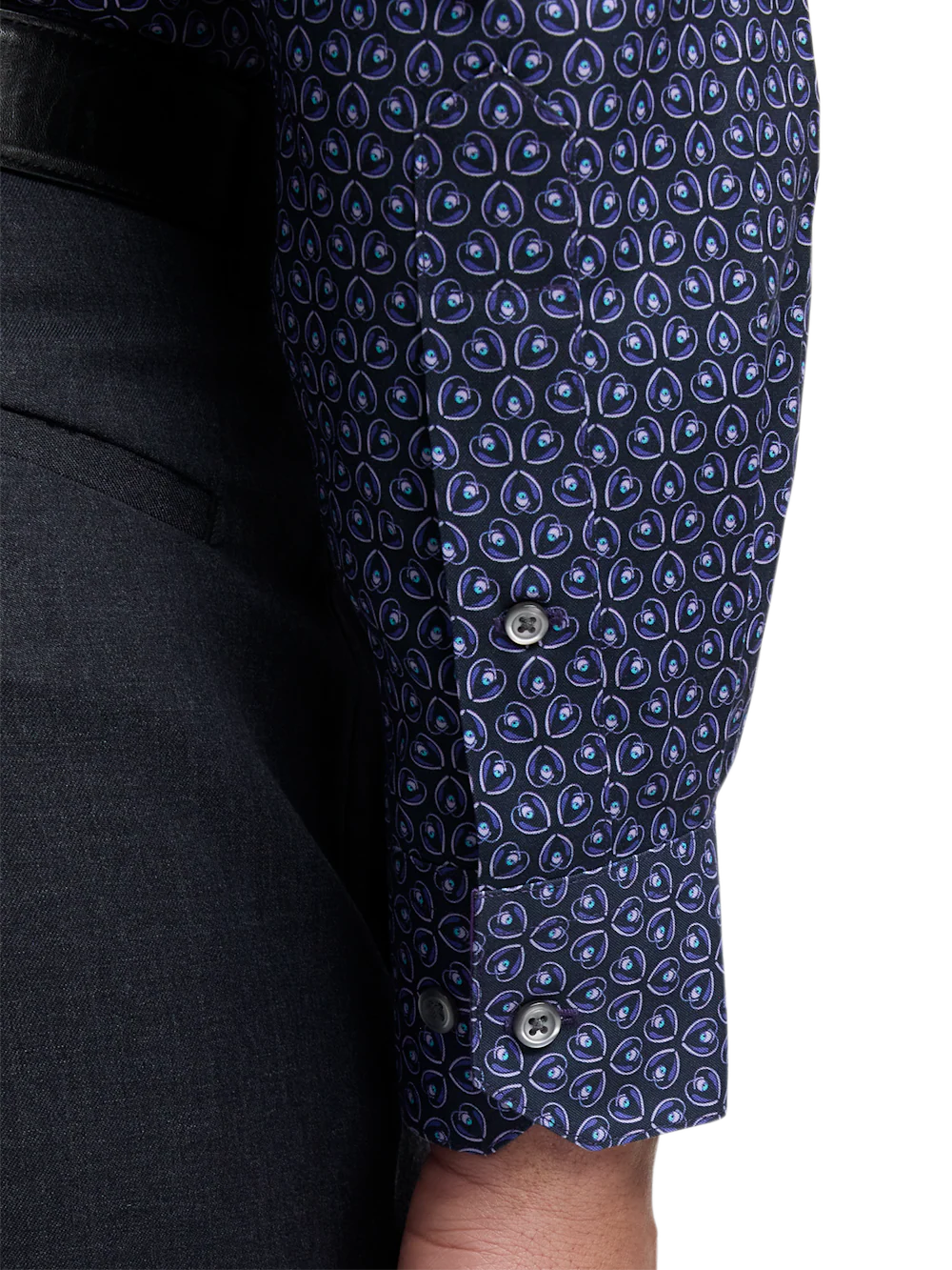 Comfort Stretch Non-Iron Deco Dress Shirt With Contrast Trim - Black/purple - Image 4