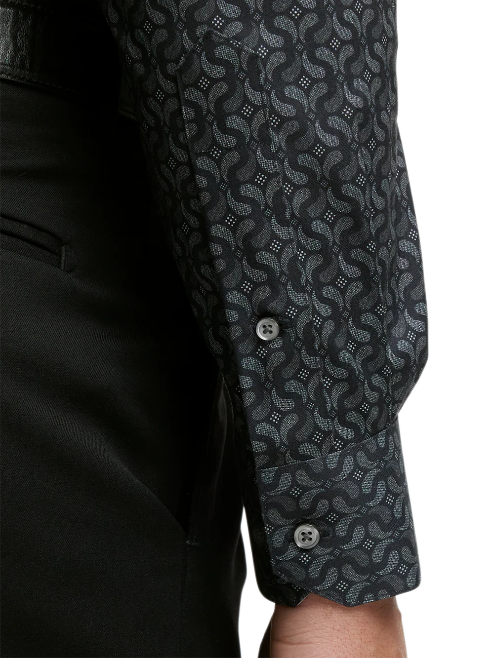 Comfort Stretch Non-Iron Deco Dress Shirt With Contrast Trim - Black/grey - Image 4