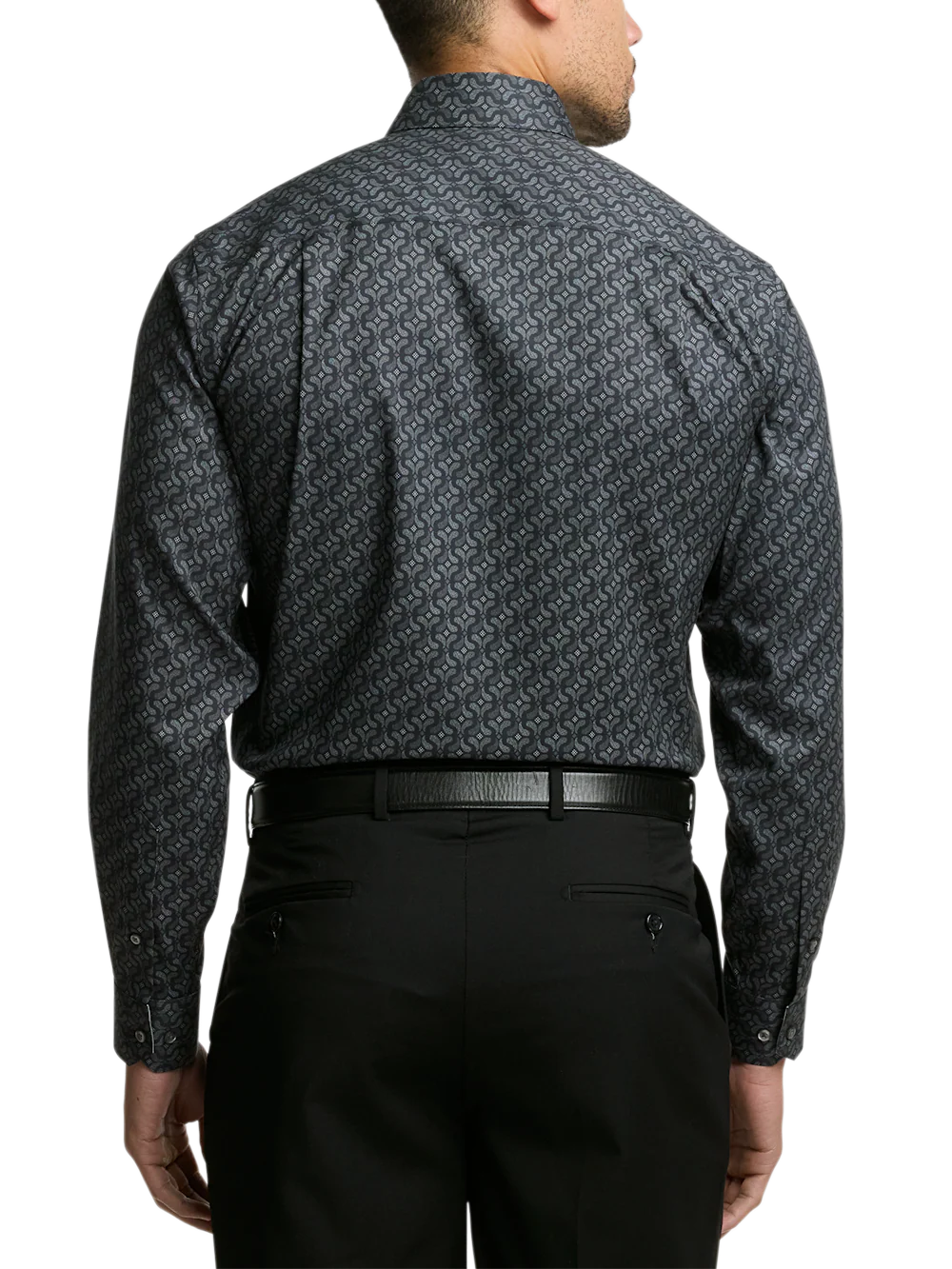 Comfort Stretch Non-Iron Deco Dress Shirt With Contrast Trim - Black/grey - Image 5