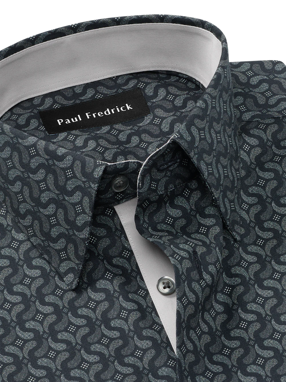 Comfort Stretch Non-Iron Deco Dress Shirt With Contrast Trim - Black/grey - Image 7