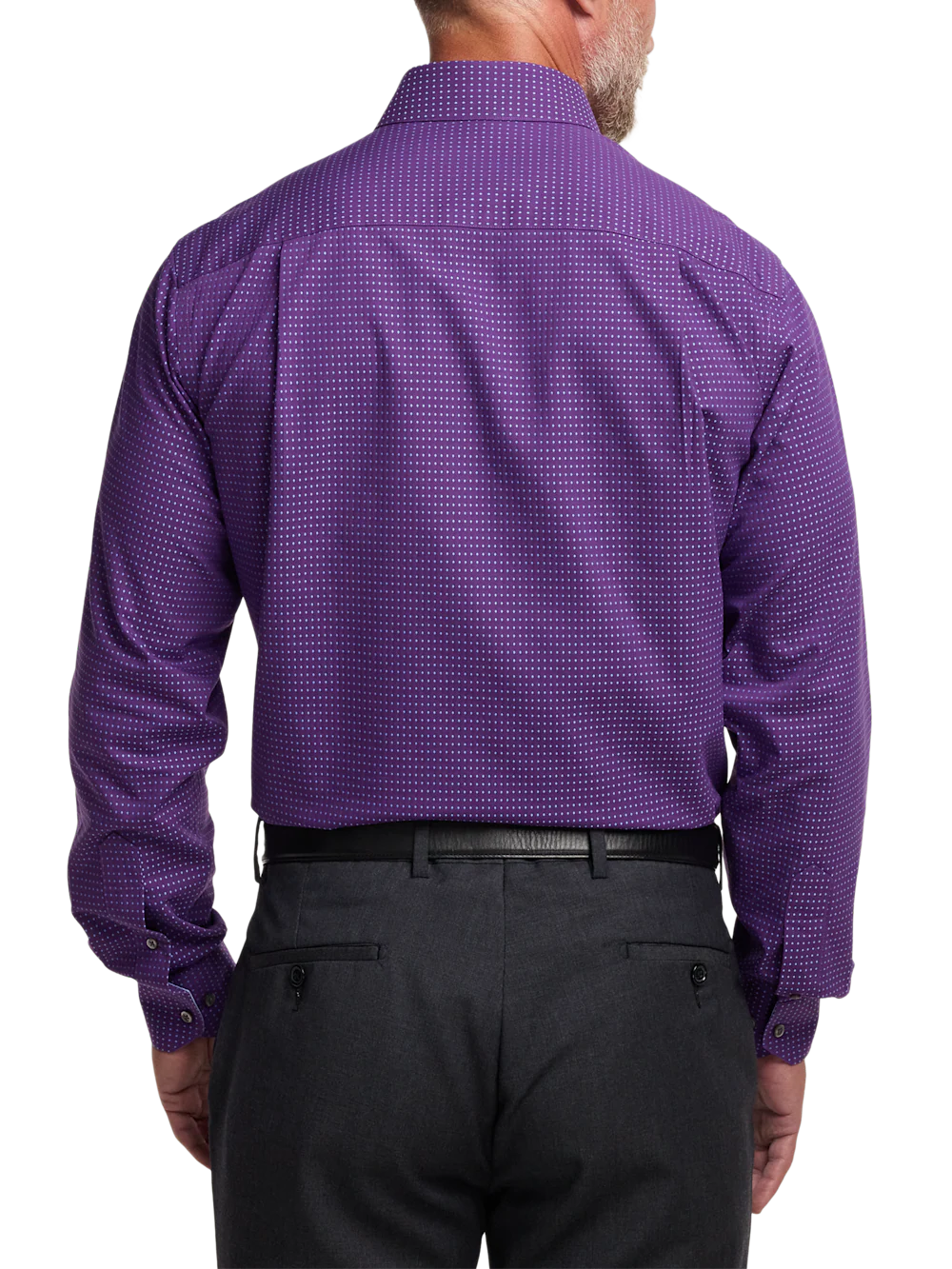 Comfort Stretch Non-Iron Dot Dress Shirt With Contrast Trim - Purple - Image 5