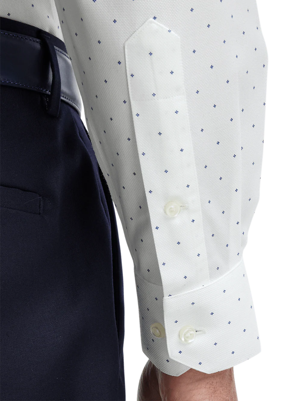 Comfort Stretch Non-Iron Geometric Dress Shirt - White/blue - Image 4