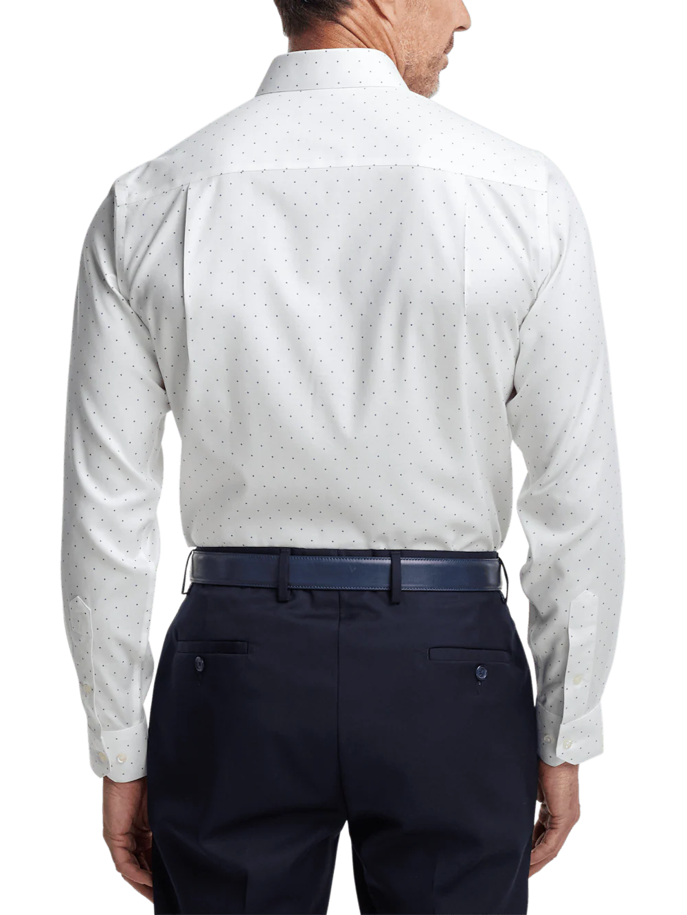Comfort Stretch Non-Iron Geometric Dress Shirt - White/blue - Image 5