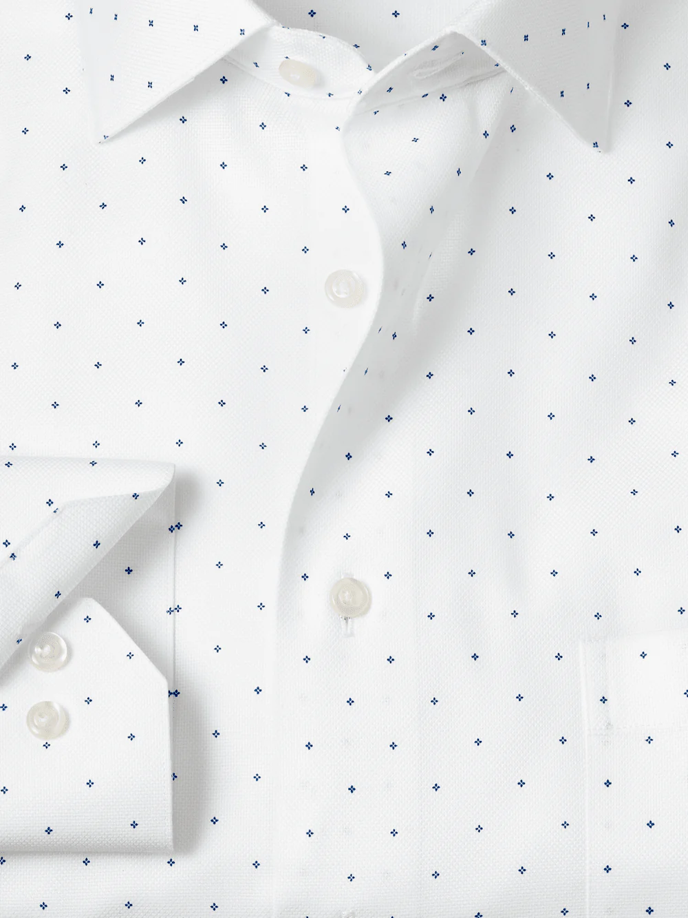Comfort Stretch Non-Iron Geometric Dress Shirt - White/blue - Image 6