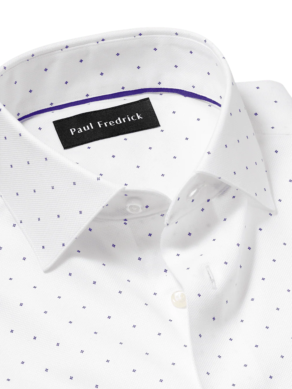 Comfort Stretch Non-Iron Geometric Dress Shirt - White/purple - Image 7