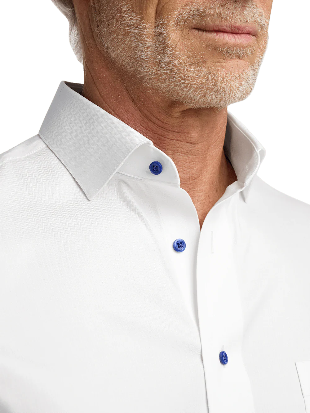 Comfort Stretch Non-Iron Herringbone Dress Shirt - White/cobalt - Image 3