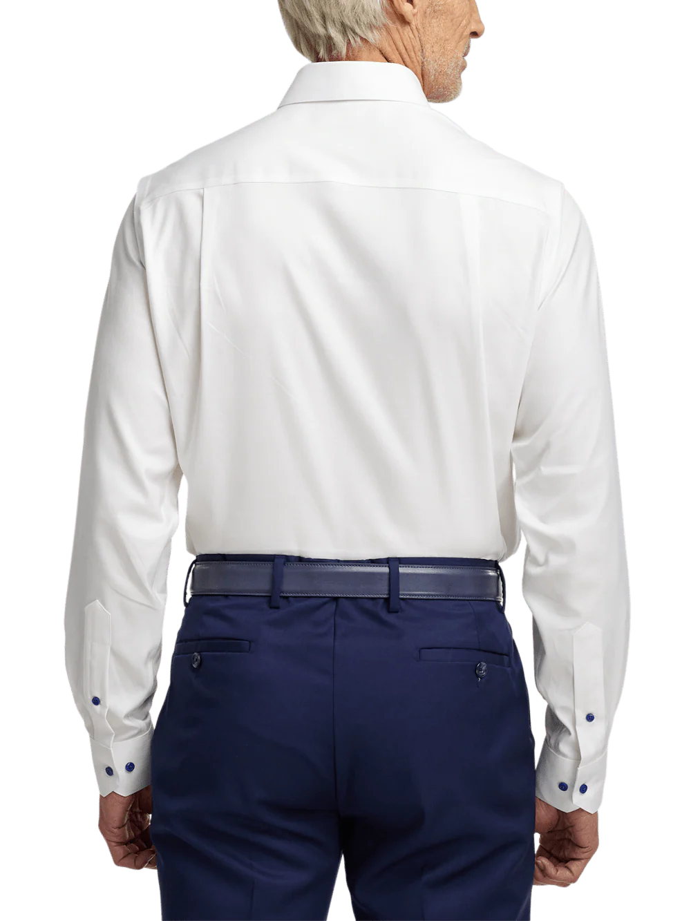 Comfort Stretch Non-Iron Herringbone Dress Shirt - White/cobalt - Image 5