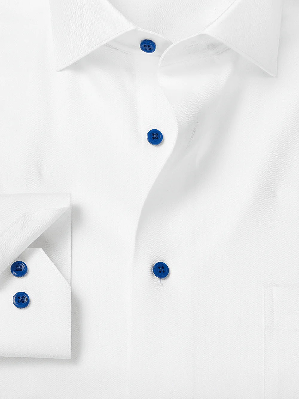 Comfort Stretch Non-Iron Herringbone Dress Shirt - White/cobalt - Image 6