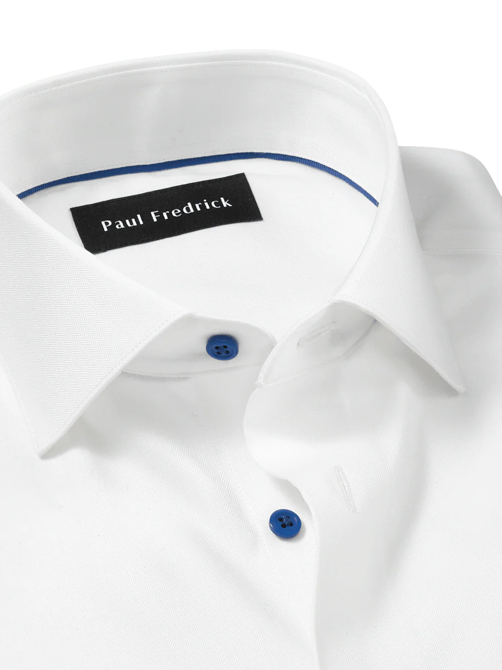 Comfort Stretch Non-Iron Herringbone Dress Shirt - White/cobalt - Image 7
